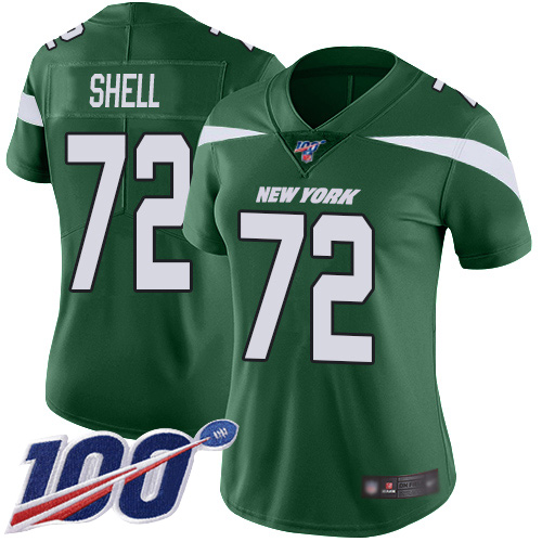 New York Jets Limited Green Women Brandon Shell Home Jersey NFL Football 72 100th Season Vapor Untouchable